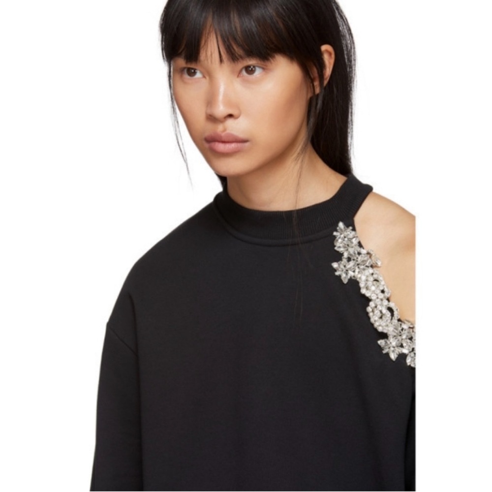 Christopher Kane Black DNA Crystal Cut-out Designer Luxury Artsy Sweatshirt S